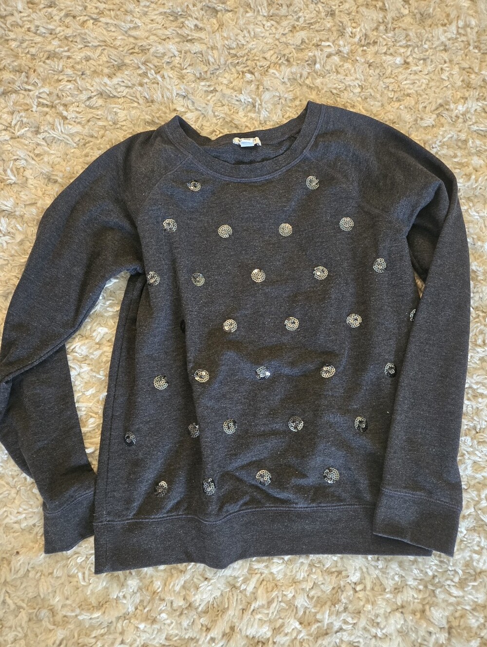 Old N⁸avy Charcoal Circle Sequins Sweatshirt - Women